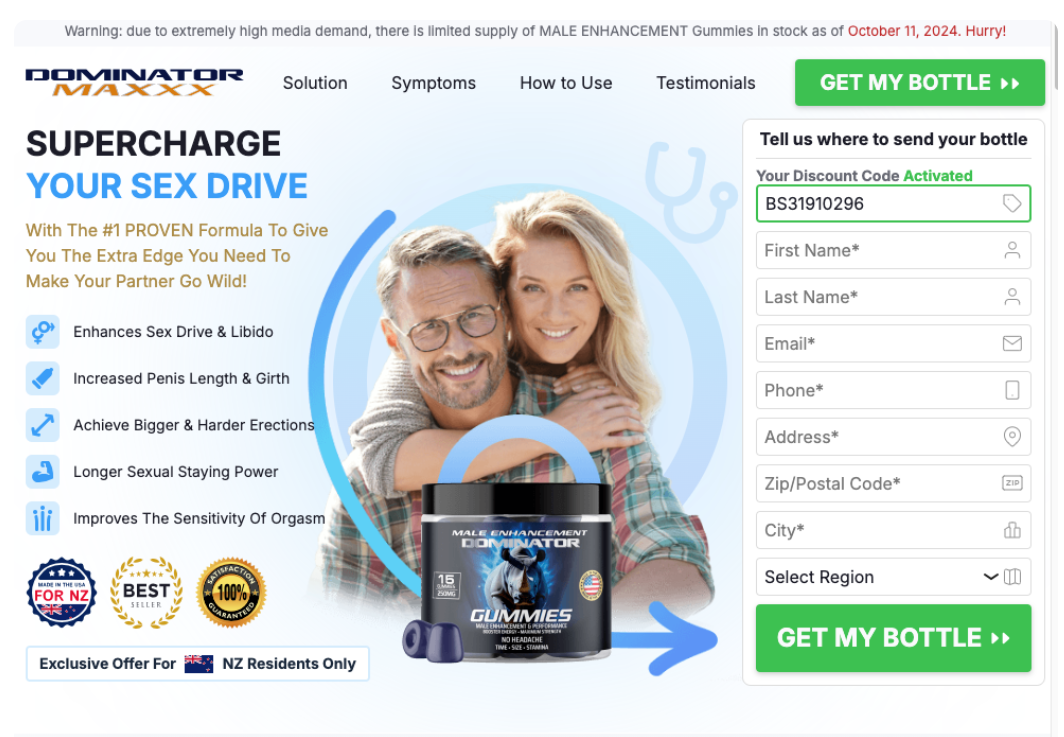 Dominator Gummies Canada/CA: Australia, New Zealand, Reviews