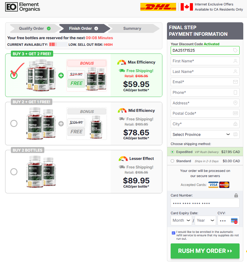 Element Organics Hemp Canada Gummies price